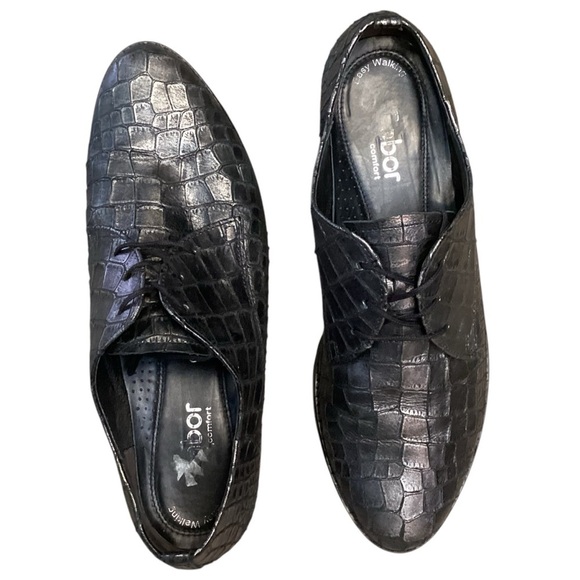 GABOR Men’s Pewter Metallic Leather Lace Up Crocodile Oxford, Size 6 - Picture 4 of 11